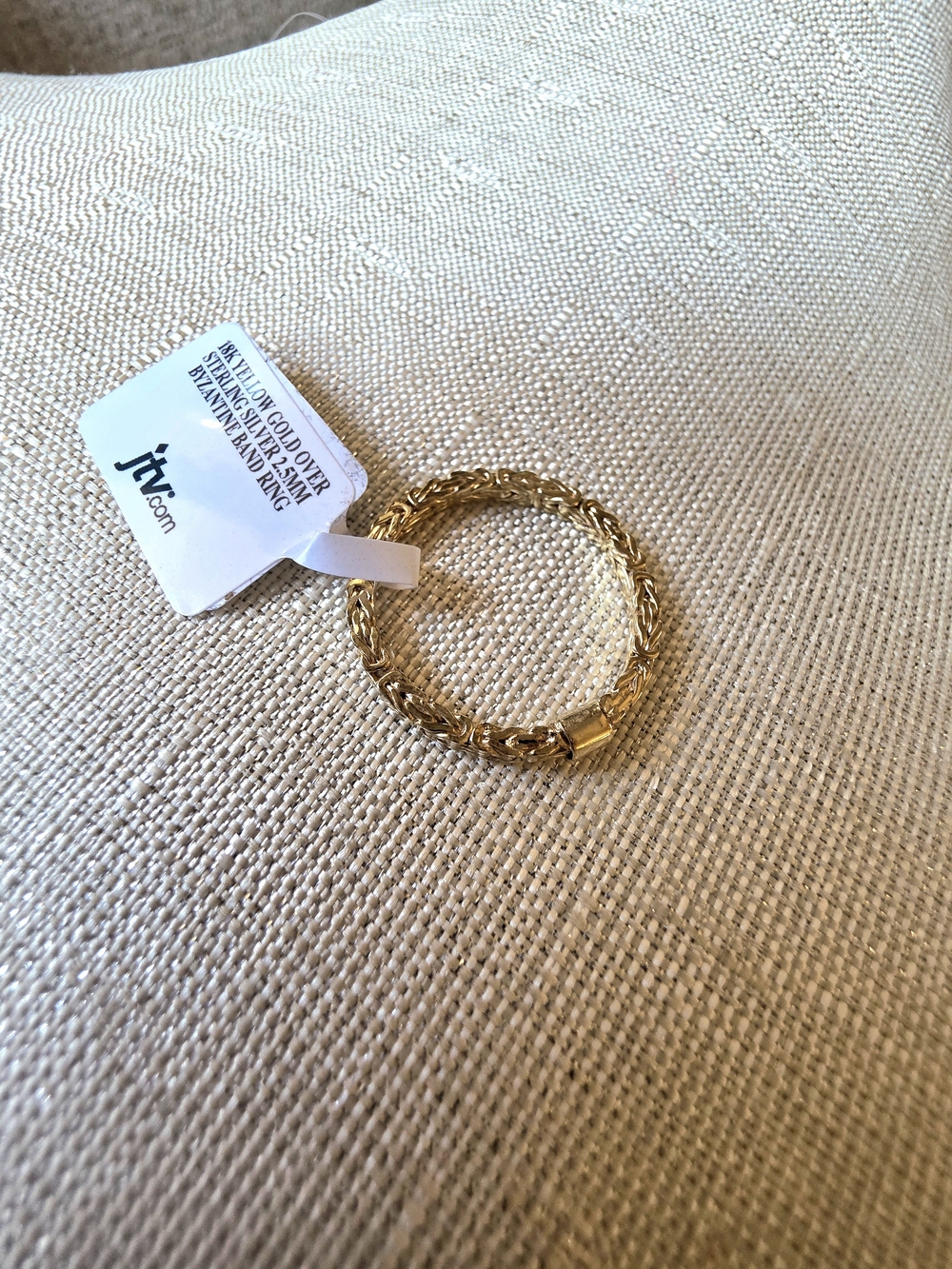 JTV 18K Yellow Gold Over Sterling Silver 2.5mm Byzantine Band Ring - Size 12.5 - Picture 3 of 12